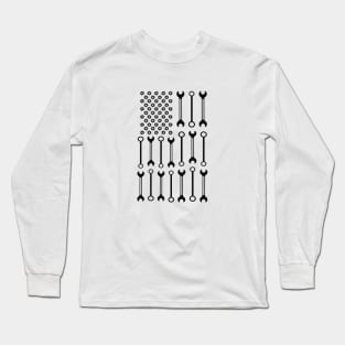 Mechanic in American Flag Long Sleeve T-Shirt